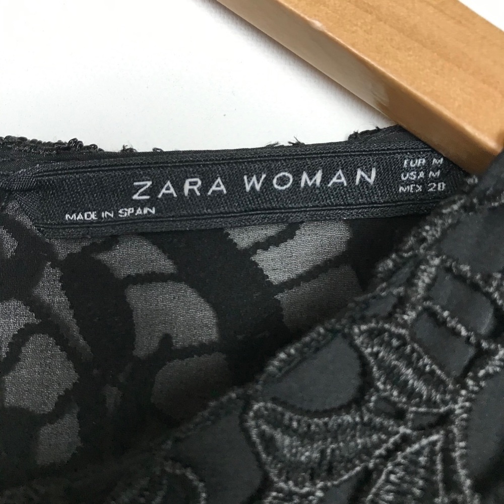 Zara Woman Black Faux Leather Appliqué ALine Dress - Picture 8 of 11